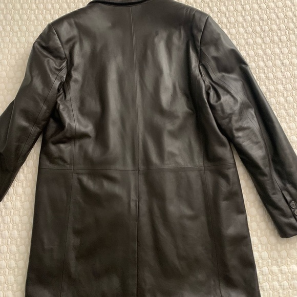 SARAR Dark Brown Genuine Leather Matrix vibe Trench Coat - Picture 8 of 11